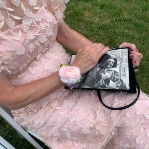 Eliza J Floral 3D Embroidered Flutter Sleeve Gown; size 10